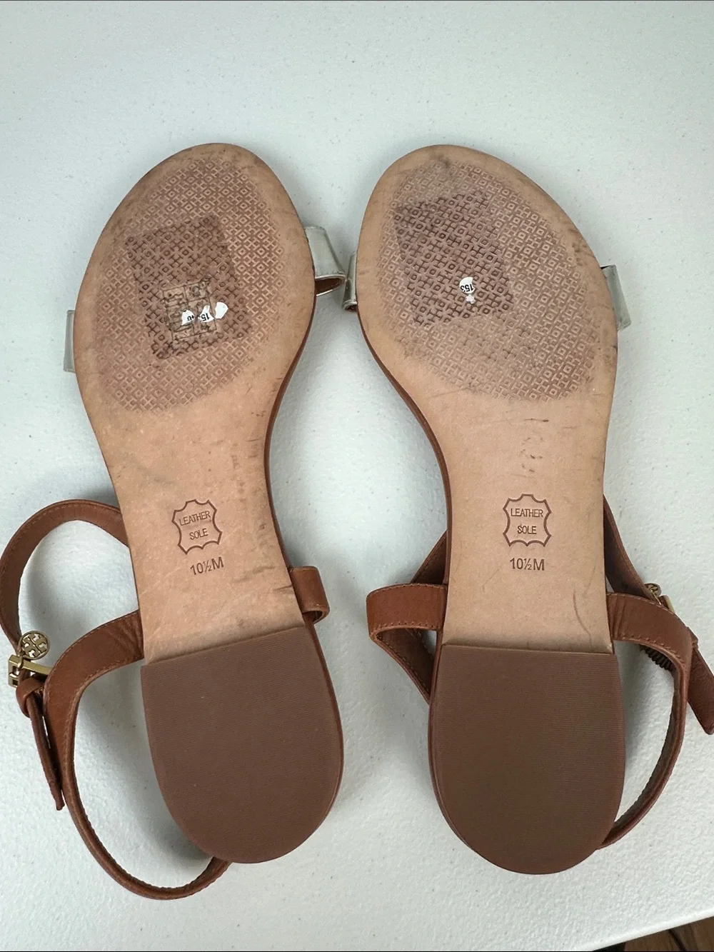Tory Burch Laurel metallic flat sandal Sz 10.5